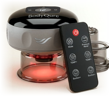 BodyQure 7-in-1 smart cupping device with wireless remote and silicone cups